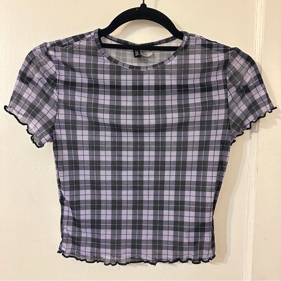 H&M Tops - Purple & Black Plaid Crop Top by H&M , Size Small